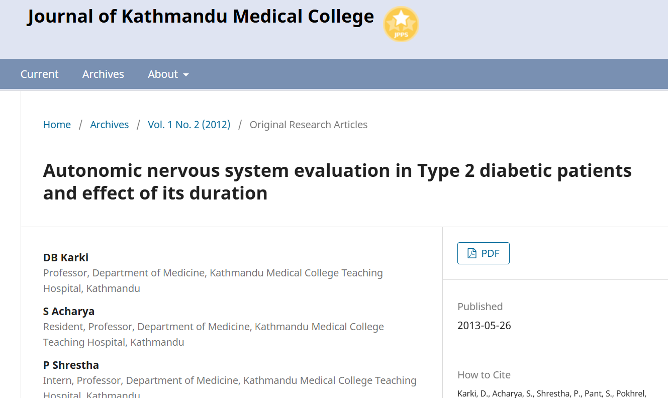 Autonomic nervous system evaluation in Type 2 diabetic patients and effect of its duration